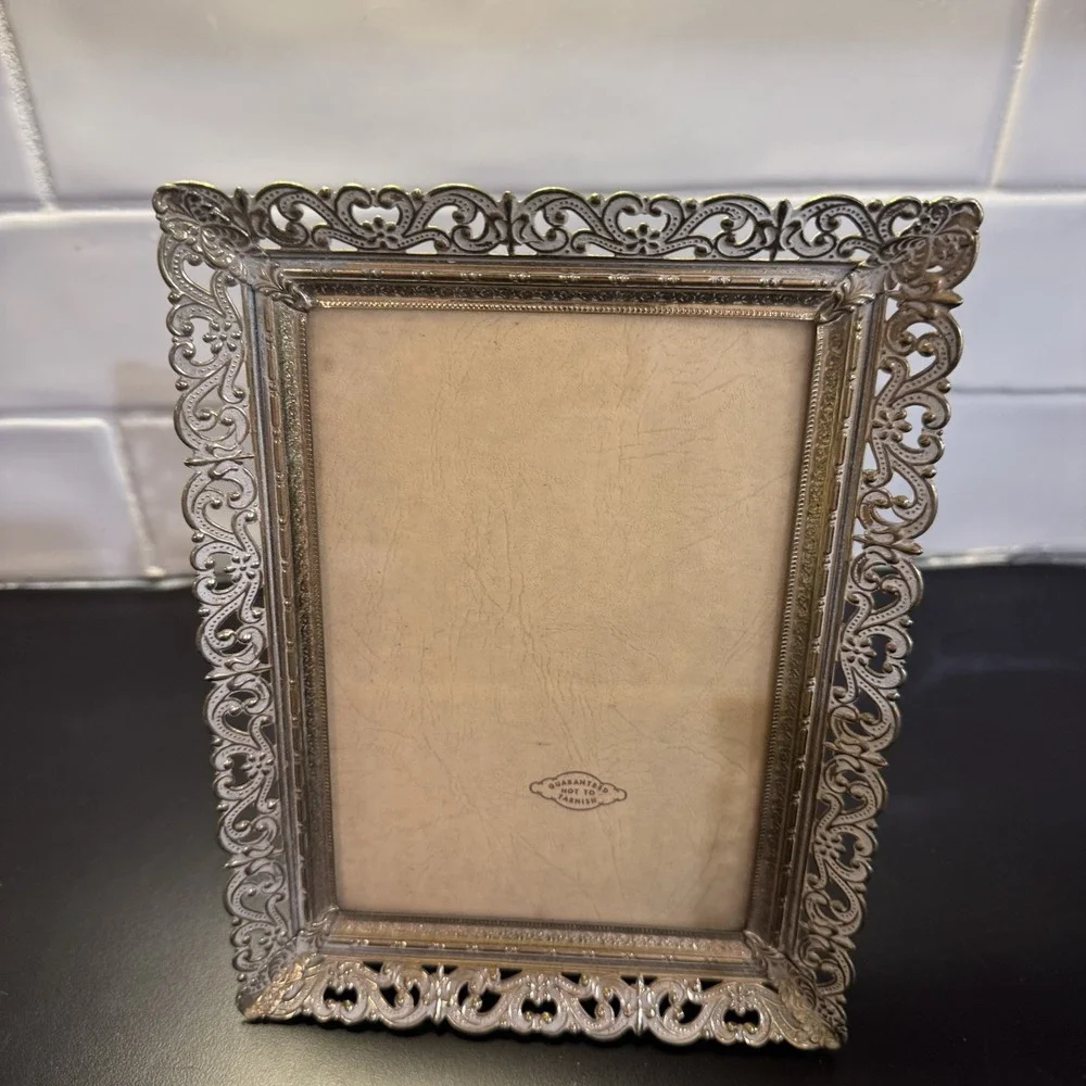 2 Vintage Fancy Gold Metal Filigree Ornate Picture Frame 5 X 7 with Clear Glass